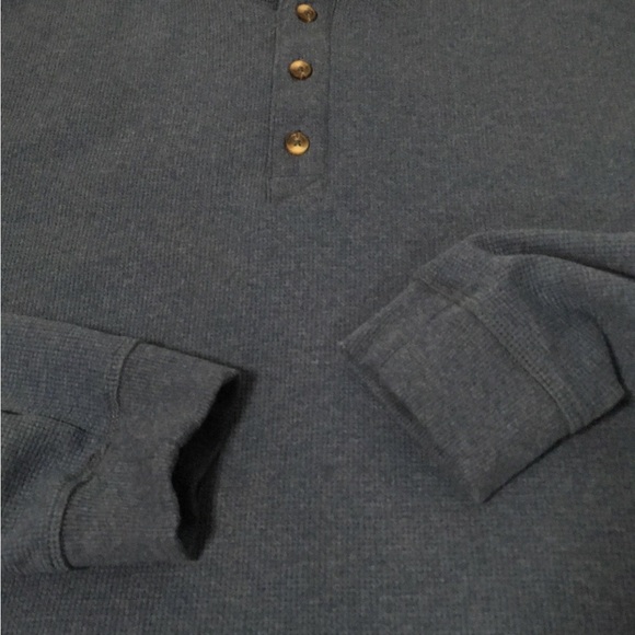 Mens Thermal Henley Shirt Top Long Sleeve Size XL Blue - Picture 6 of 9